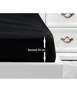 Drap Housse 100% coton 140x190x25 cm - Noir>Lovely Home Best