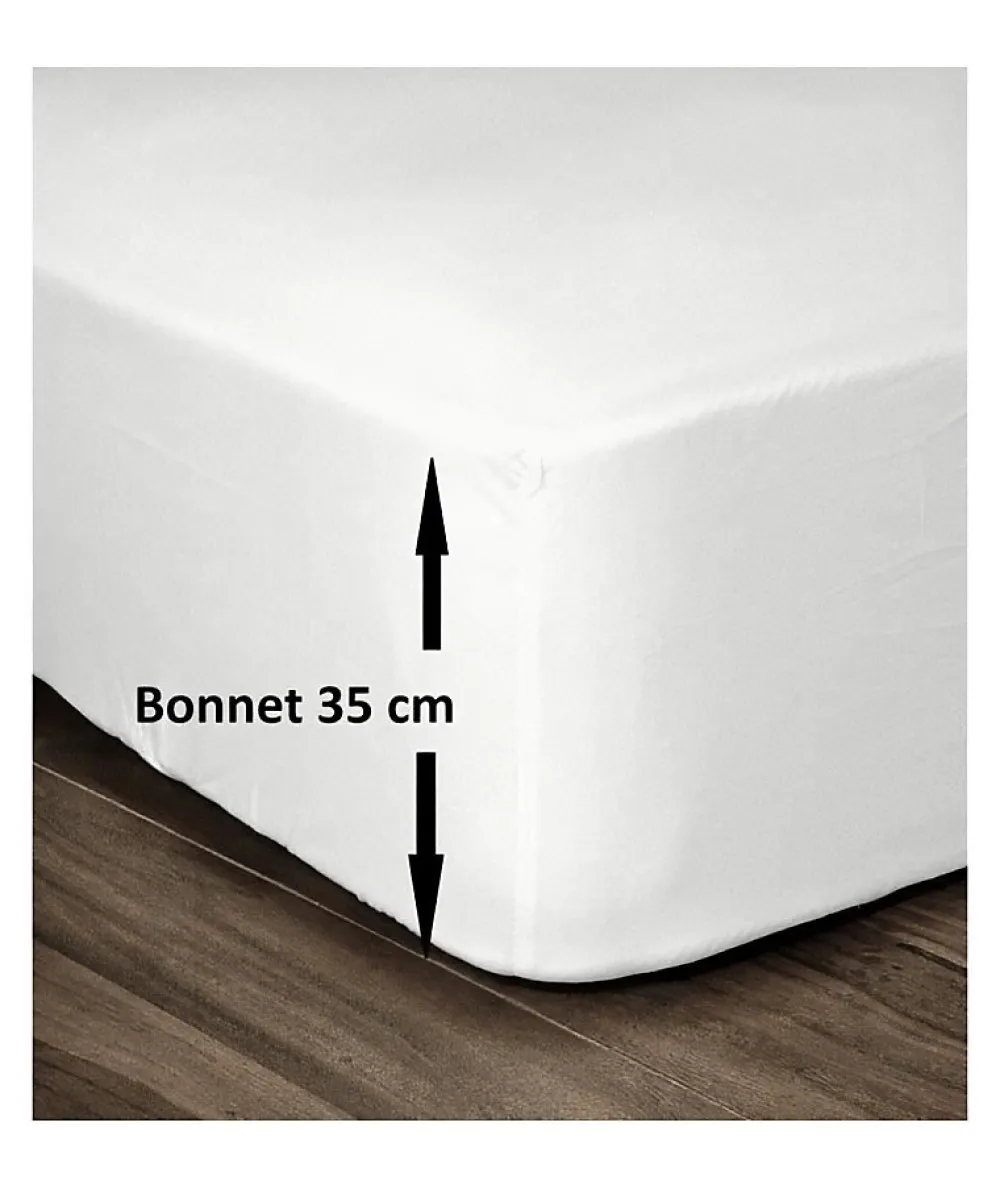 Drap Housse 100% Coton 180x200cm - Bonnet 35cm - Blanc>Lovely Home Clearance