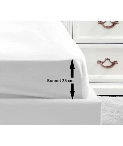 Lovely Home Drap Housse 100% coton 140x190x25 cm blanc* Drap Housse|Drap Housse