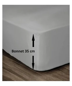 Lovely Home Drap Housse 100% Coton 160x200cm - Bonnet 35cm - Gris clair* Drap Housse|Drap Housse