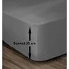 Lovely Home Drap Housse 100% Coton 180x200cm - Bonnet 35cm - Gris foncé* Drap Plat