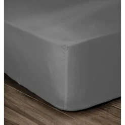 Lovely Home Drap Housse 100% Coton 180x200cm - Bonnet 35cm - Gris foncé* Drap Plat
