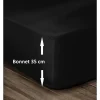 Drap Housse 100% Coton 160x200cm - Bonnet 35cm - Noir>Lovely Home Clearance