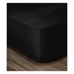 Drap Housse 100% Coton 160x200cm - Bonnet 35cm - Noir>Lovely Home Clearance