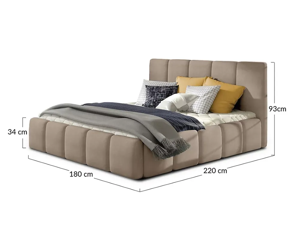 Best Mobilier Lucea - lit coffre - 160x200 - sommier inclus - en velours -* Lit Coffre