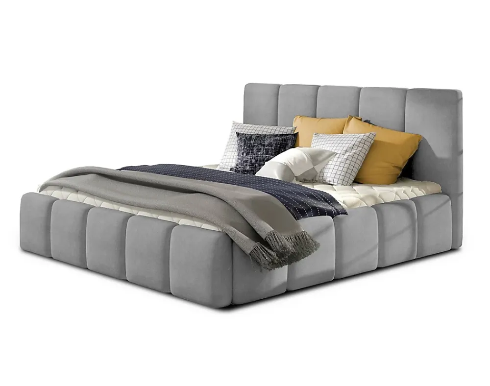 Best Mobilier Lucea - lit coffre - 160x200 - sommier inclus - en velours -* Lit Coffre