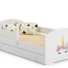 LUK lit enfant avec tiroir et barreau 140x70 corne de licorne>Kobi Discount