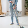 GoodHome Manche à balai en bois L.117 cm* Balai Et Tête De Balai