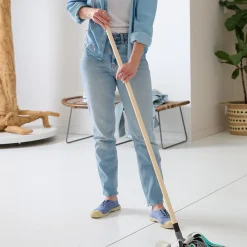 GoodHome Manche à balai en bois L.117 cm* Balai Et Tête De Balai