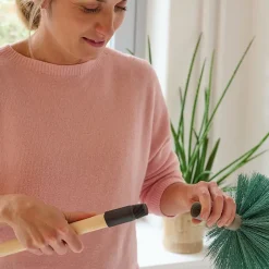 GoodHome Manche à balai en bois L.117 cm* Balai Et Tête De Balai