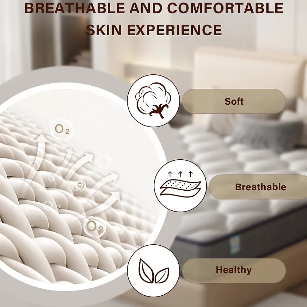 Teeno Matelas à ressorts de 20 cm d'épaisseur + cadre de lit en métal de 160x200 cm* Ensemble Sommier Et Matelas