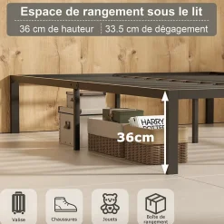 Teeno Matelas à ressorts de 20 cm d'épaisseur + cadre de lit en métal de 160x200 cm* Ensemble Sommier Et Matelas