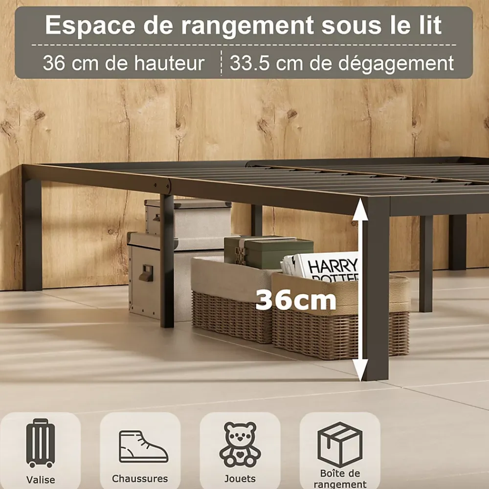 Teeno Matelas à ressorts de 20 cm d'épaisseur + cadre de lit en métal de 160x200 cm* Ensemble Sommier Et Matelas