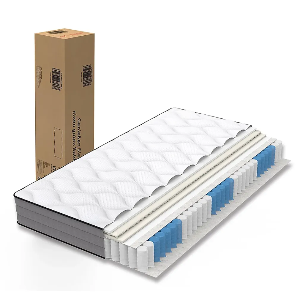 Blackcolors Matelas à ressorts ensachés ergonomique 7 zones,140x200cm,Hauteur 20cm,Dureté H3/Certifié Oeko-Tex* Matelas