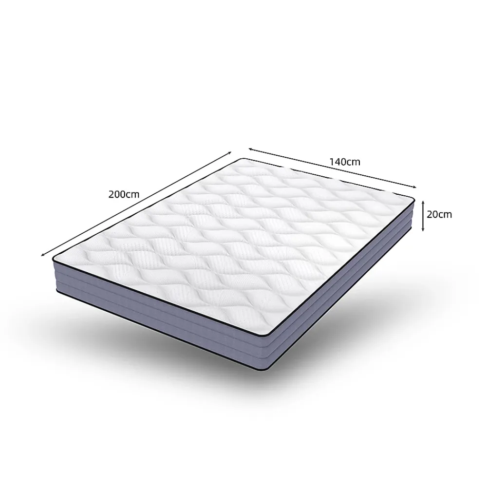 Blackcolors Matelas à ressorts ensachés ergonomique 7 zones,140x200cm,Hauteur 20cm,Dureté H3/Certifié Oeko-Tex* Matelas