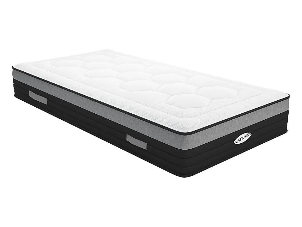 Matelas 90 x 200 cm hybride ressorts ensachés 7 zones et mémoire de forme ép.25cm - AMARANTE de NATUREA>Vente-unique New