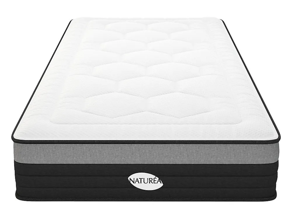 Matelas 90 x 200 cm hybride ressorts ensachés 7 zones et mémoire de forme ép.25cm - AMARANTE de NATUREA>Vente-unique New