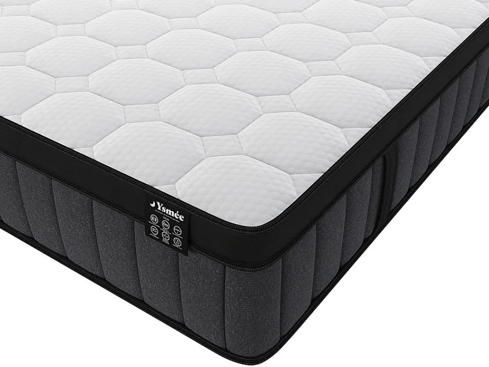 Matelas 160 x 200 cm hybride ressorts ensachés 7 zones et gel à mémoire de forme ép.25cm - TOLCA de YSMÉE>Vente-unique Online