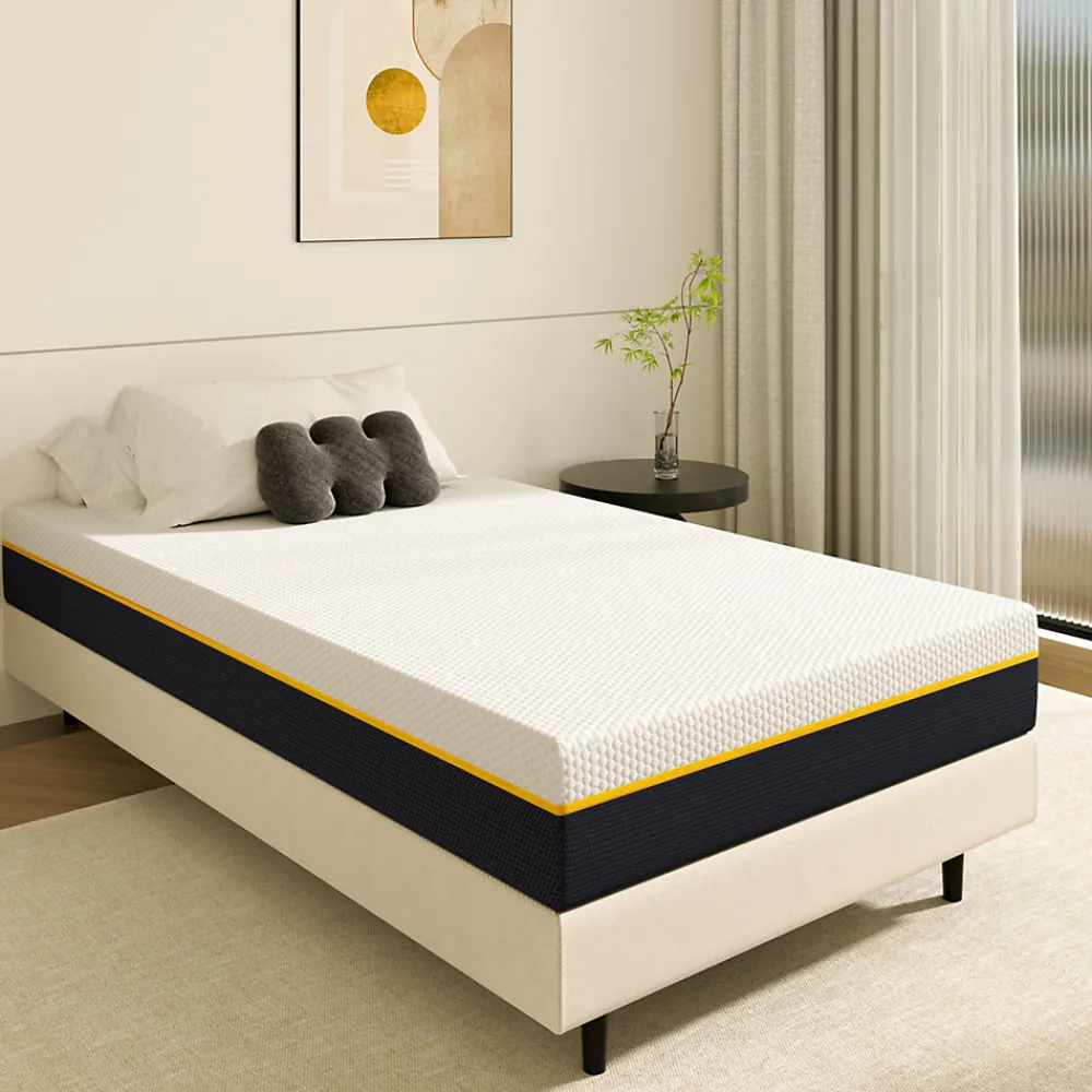 Matelas adulte double couche en mousse mousse à mémoire de forme fibre de charbon de bambou, 90x190 cm, 17 cm d'épaisseur>Teeno Best