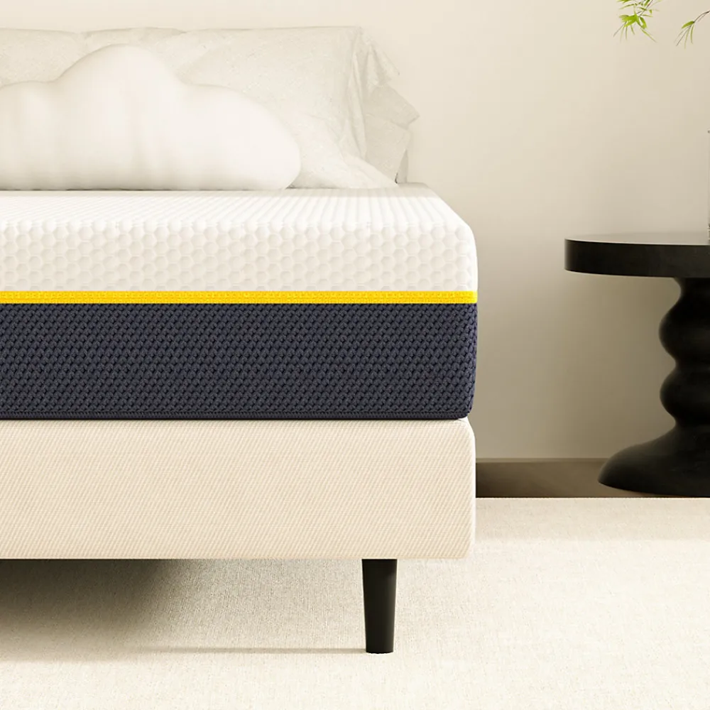 Matelas adulte double couche en mousse mousse à mémoire de forme fibre de charbon de bambou, 90x190 cm, 17 cm d'épaisseur>Teeno Best