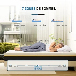 Matelas adulte double couche en mousse mousse à mémoire de forme fibre de charbon de bambou, 90x190 cm, 17 cm d'épaisseur><noscript><img width=