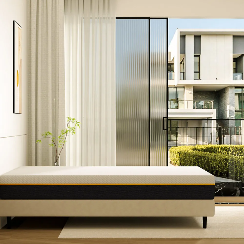 Matelas adulte double couche en mousse mousse à mémoire de forme fibre de charbon de bambou, 90x190 cm, 17 cm d'épaisseur>Teeno Best