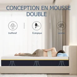 Matelas adulte double en mousse, 140x200 cm, 21 cm d'épaisseur><noscript><img width=