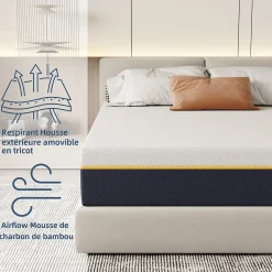 Matelas adulte double en mousse, 140x200 cm, 21 cm d'épaisseur><noscript><img width=