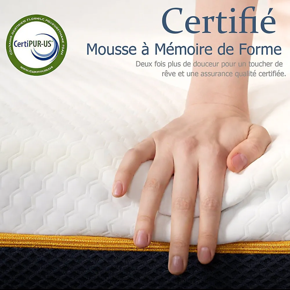 Matelas Adulte 90x190 cm, Épaisseur 21 cm, Mousse à Mémoire + Fibres de Charbon de Bambou>Teeno Discount