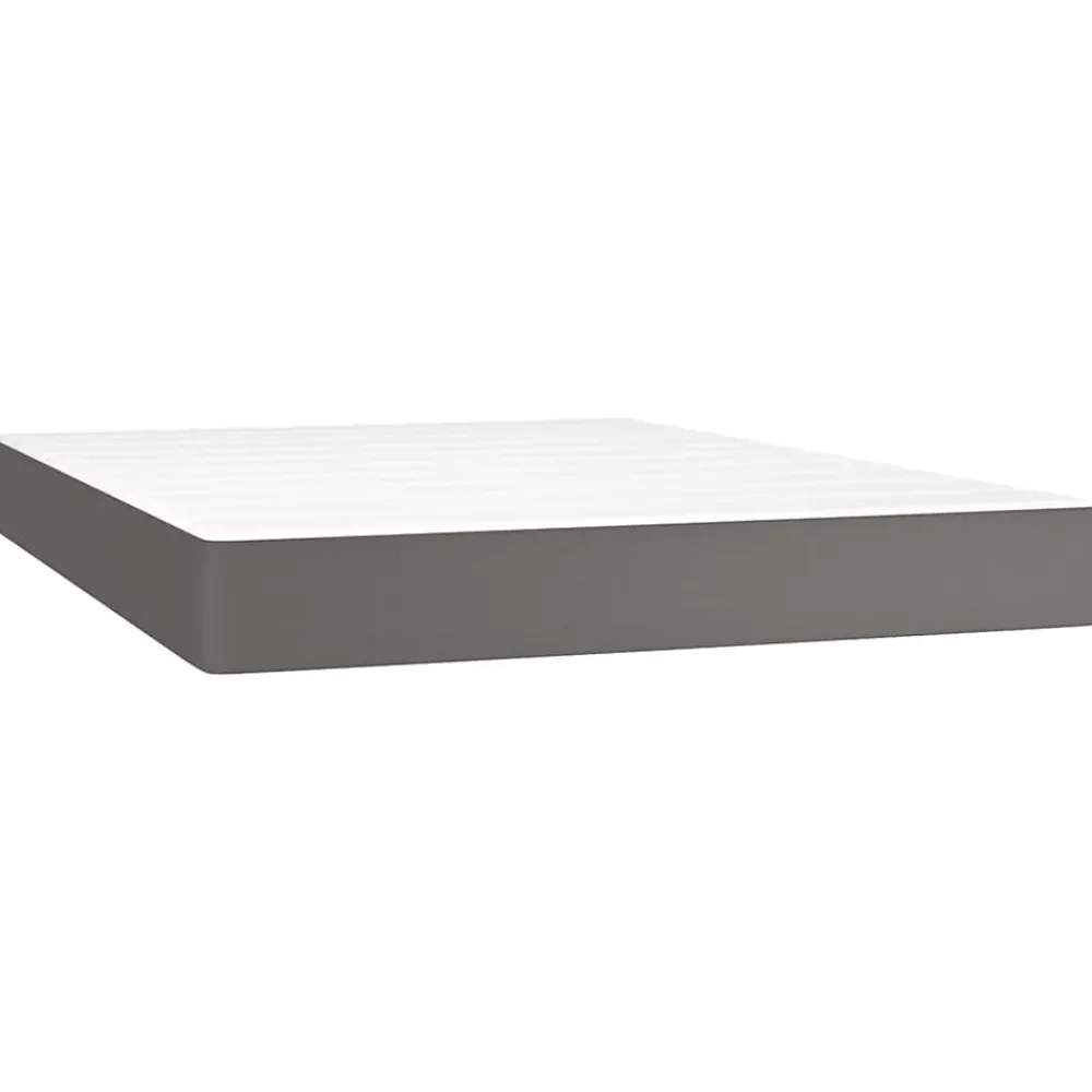 Vidaxl Matelas de lit à ressorts ensachés fermeté moyenne Gris 140x190x20cm Similicuir* Matelas