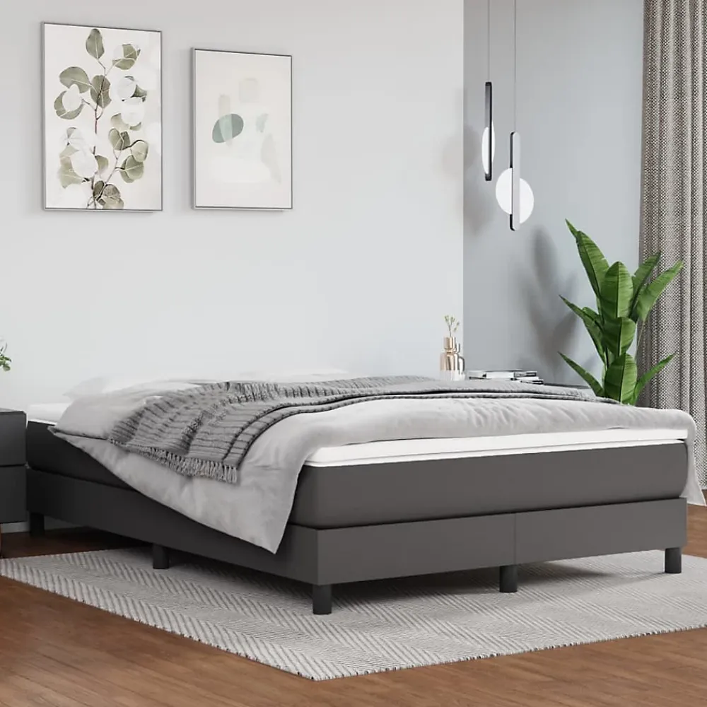 Vidaxl Matelas de lit à ressorts ensachés fermeté moyenne Gris 140x190x20cm Similicuir* Matelas