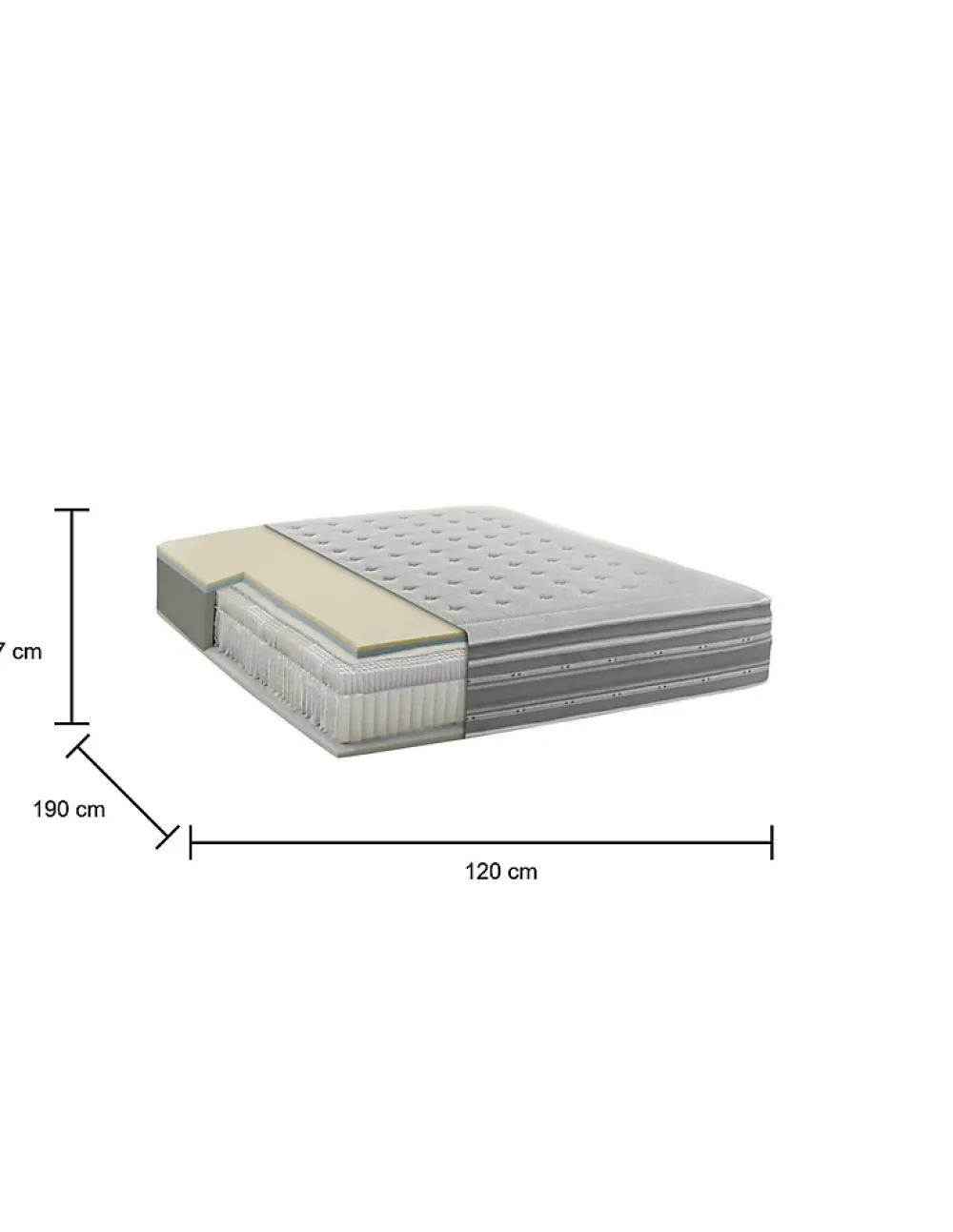 Talamo Italia Matelas double Dgiudic, orthopédique en mousse à mémoire de forme et microressorts ensachés,, 120x190h37 cm* Matelas