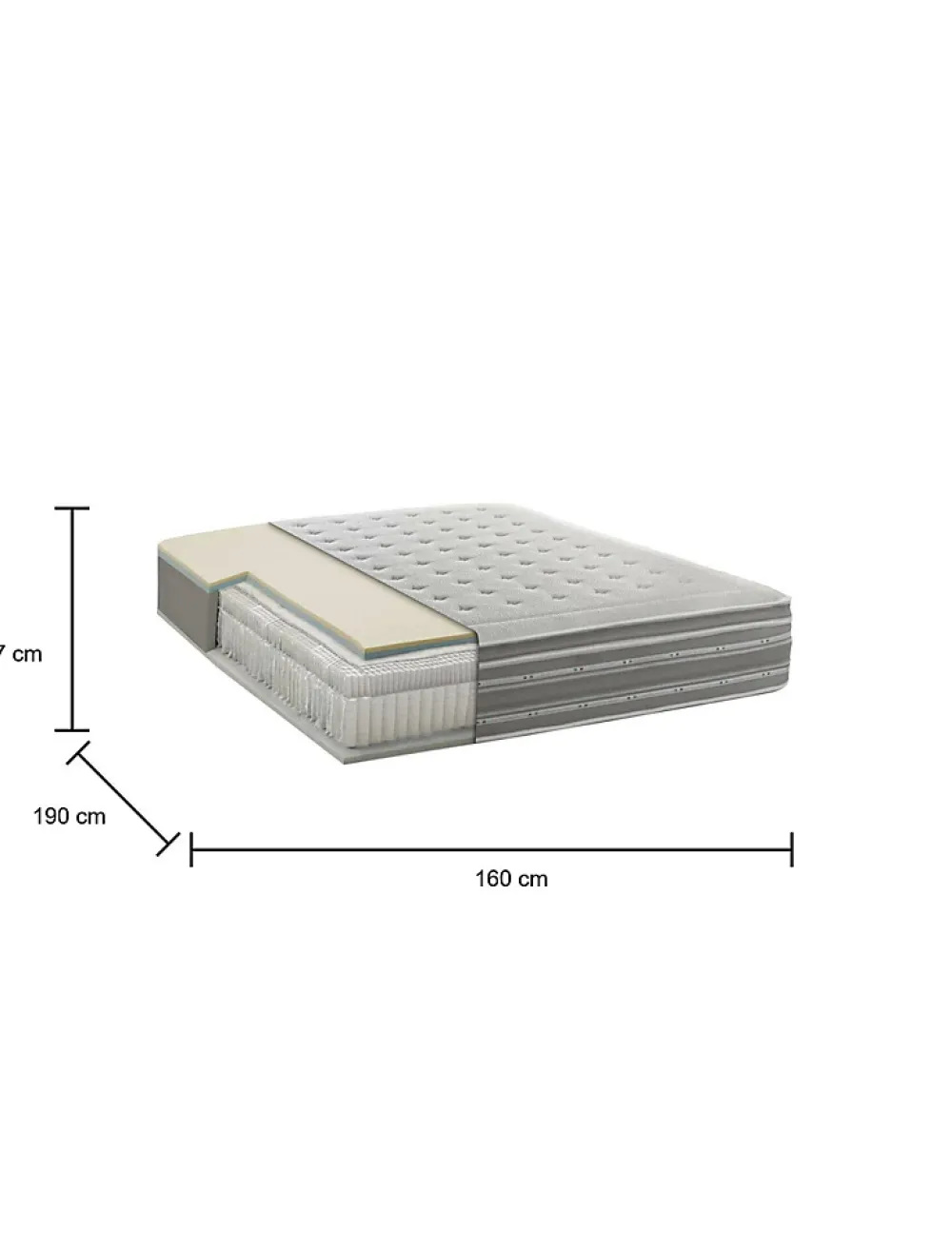 Talamo Italia Matelas double Dme, orthopédique en mousse à mémoire de forme et microressorts ensachés,, 160x190h37 cm* Matelas