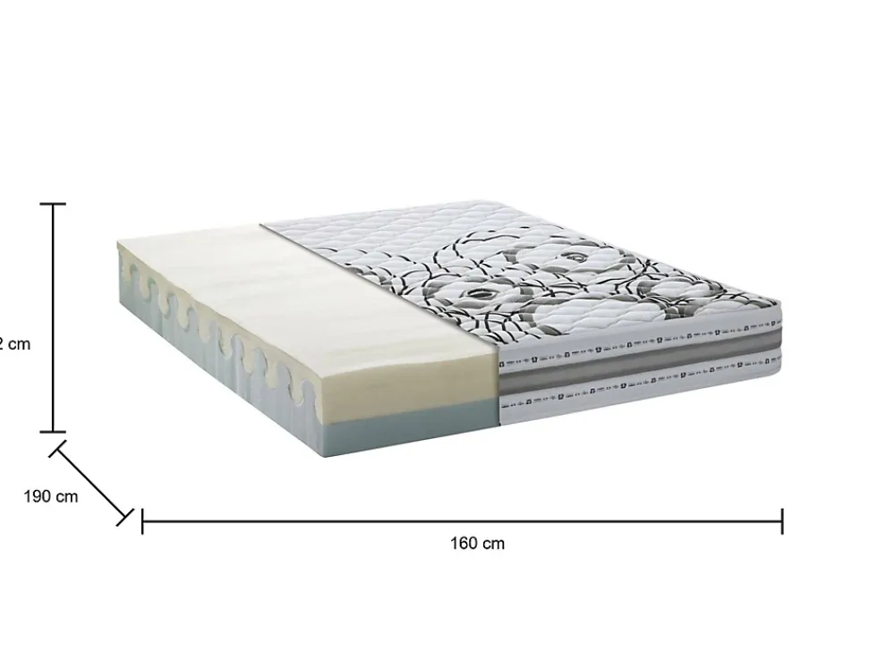 Talamo Italia Matelas double Dmelos, matelas en mousse à mémoire de forme et Waterfoam, anti-acariens et hypoallergénique, 160x190h 22 cm* Matelas