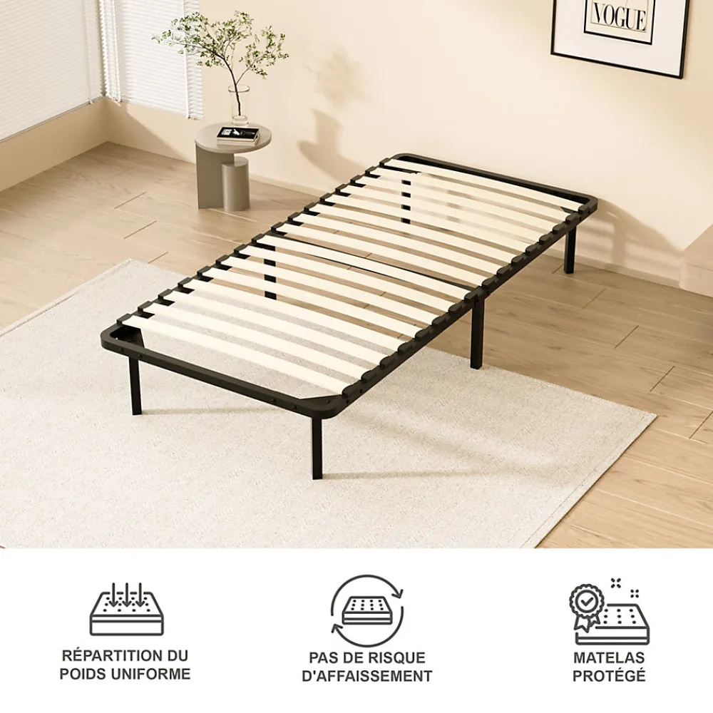 Matelas double en mousse de 17 cm + sommier à lattes 90x190 cm 16 rangées de lattes>Teeno Best