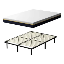 Teeno Matelas double en mousse de 17 cm + sommier à lattes de 16 rangs 140x190 cm* Ensemble Sommier Et Matelas