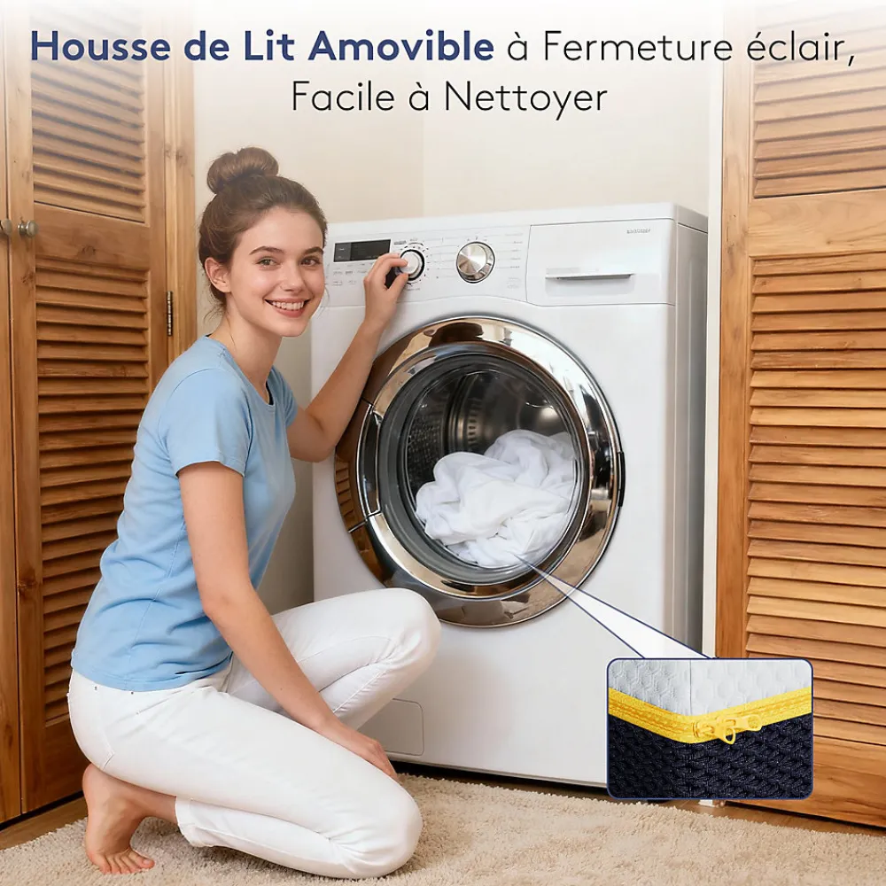 Matelas en mousse à mémoire de forme, 140 x 200 cm, épaisseur 17 cm, vintage>Teeno
