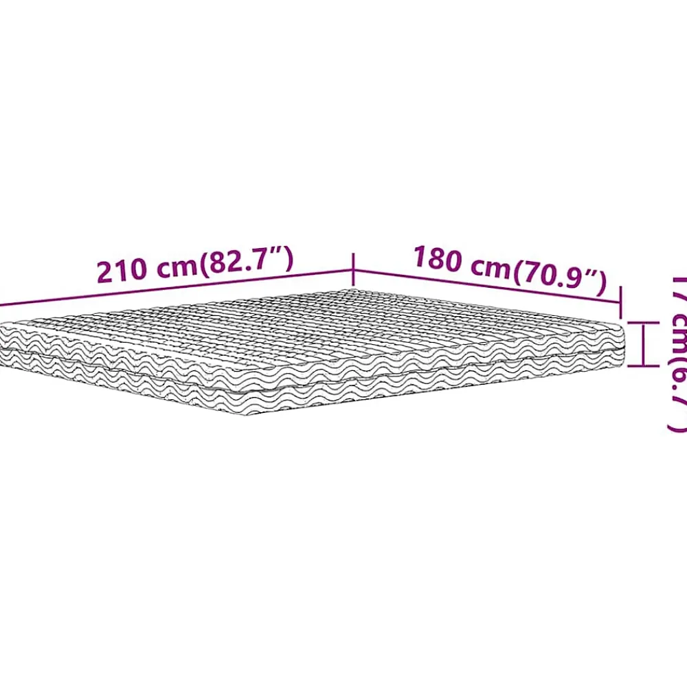 Vidaxl Matelas en mousse blanc 180x210 cm dureté H2 H3* Matelas