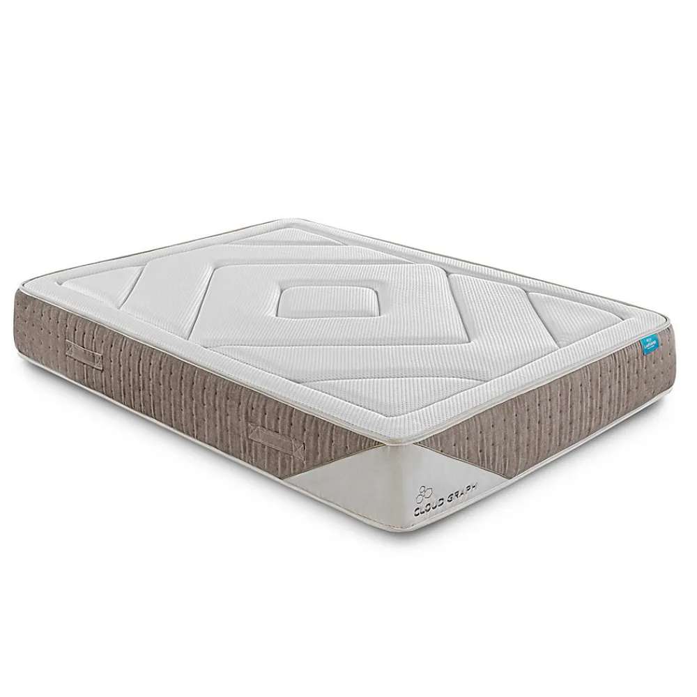 Matelas en mousse Cloud Graph 180 x 105 cm, hauteur 28 cm. Tencel et graphène pour régulation thermique et soutien ergonomique.>Leafsleep