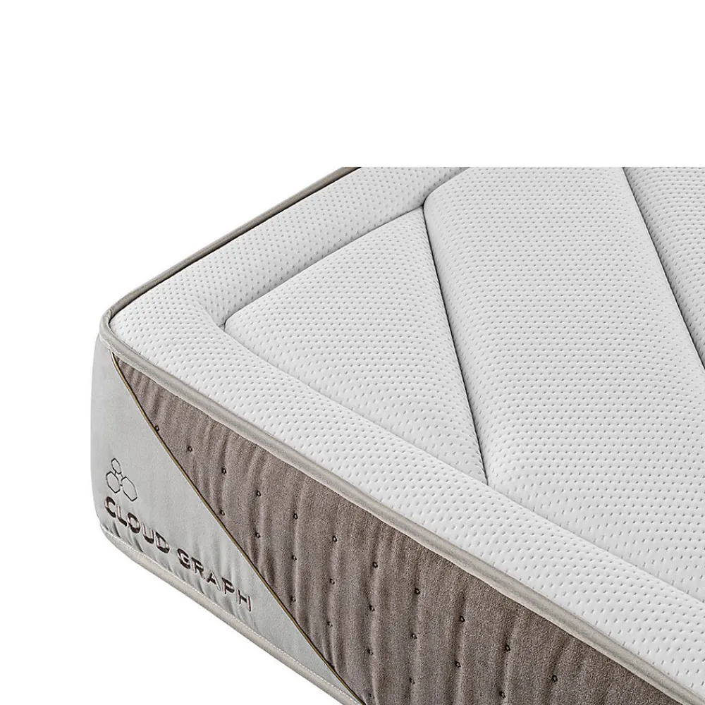Matelas en mousse Cloud Graph 180 x 105 cm, hauteur 28 cm. Tencel et graphène pour régulation thermique et soutien ergonomique.>Leafsleep