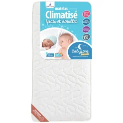 Matelas Enfant/Bébé Climatisé - 1 Face Été Fraîche et 1 Face Hiver Ouatinée - Anti-acarien - Oeko-Tex - Fabrication française>Babysom Discount