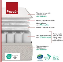 Epeda Matelas DESTINATION 160x200 Ressorts* Matelas