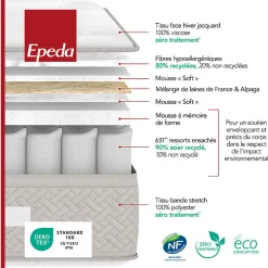 Epeda Matelas L'ESCAPADE 160x200 Ressorts* Matelas