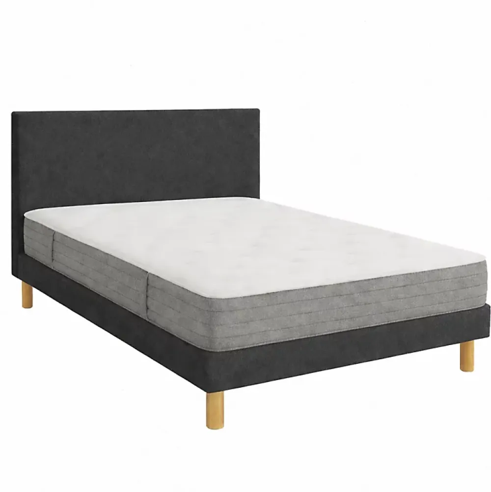 Essenzia Matelas LEVITATION Très Ferme 1000 + Sommier Tradition Graphic 13 cm + Pieds 180x210 Gris clair Ressorts* Ensemble Sommier Et Matelas