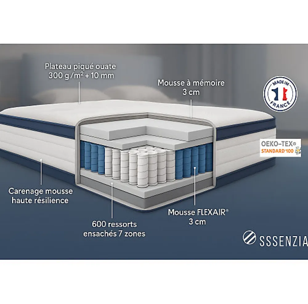Matelas SPRING 600 SOFT 160x200 Ressorts>Essenzia