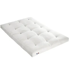 Matelas futon coton et fibres écru 160x200>