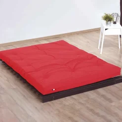 Idliterie Matelas futon latex et fibres rouge 140x190* Matelas
