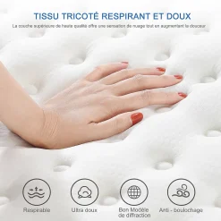 ProximaX Matelas hybride à ressorts ensachés 200x90x25 cm, Indépendance de couchage, soutien ergonomique, tissu respirant 3D, Blanc et gris* Matelas