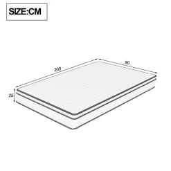 ProximaX Matelas hybride à ressorts ensachés 200x90x25 cm, Indépendance de couchage, soutien ergonomique, tissu respirant 3D, Blanc et gris* Matelas