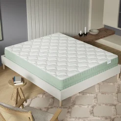Matelas Maia - Mousse Végétale à Mémoire de Forme & Coutil Aloe Vera - Matériaux Responsables - (140 x 190 cm) - Épaisseur 22cm><noscript><img width=